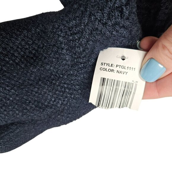 Brand Unknown NWT Chunky Knit Navy Gloves With Touchscreen Fingertips Warm Soft - Picture 5 of 6